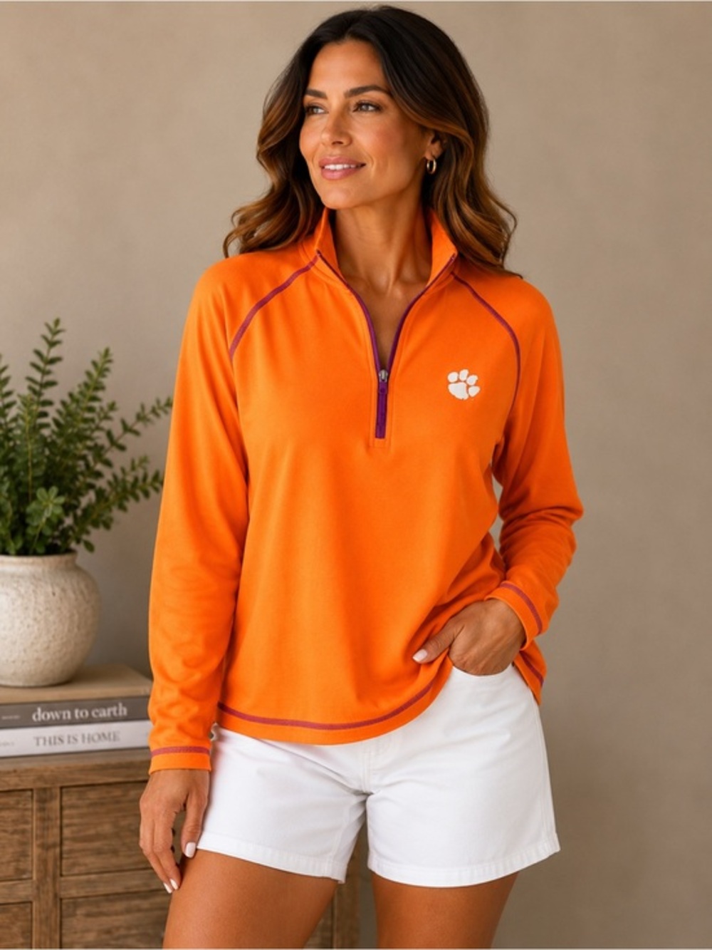 Clemson Tigers Castles Sport Fleece Raglan Omni-Shade Quarter-Zip Jacket Size XL